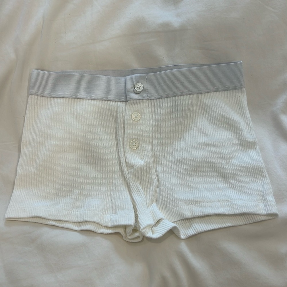 Brandy Melville White Waffle Boxer Shorts